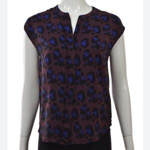 J. Crew Purple and Blue Animal Print Silk Blouse